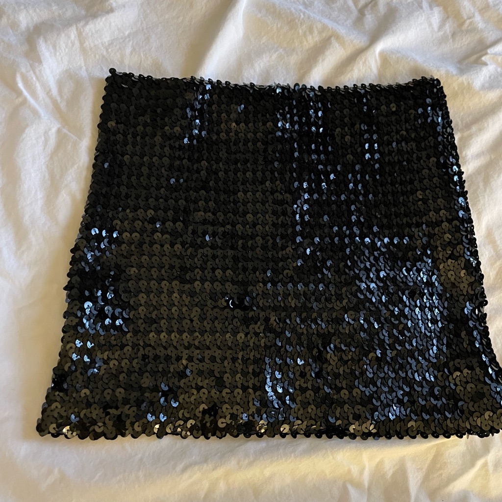 Black Sequin Strapless Top